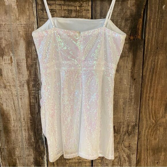 NWT superdown harlee sequin cami dress white mini party Revolve M - Picture 11 of 11